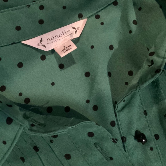 Nanette Lepore Polka Dot Dress Green/Black Sz 8 Women’s - Picture 4 of 13